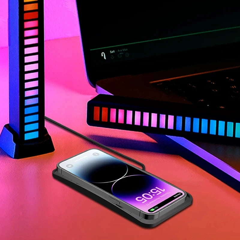 15W Fast Wireless Charging Pad , Non-Slip Rubber Mat for Car Storage, Lightweight USB-Powered Charger Compatible with Phone