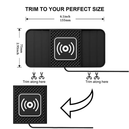 15W Fast Wireless Charging Pad , Non-Slip Rubber Mat for Car Storage, Lightweight USB-Powered Charger Compatible with Phone